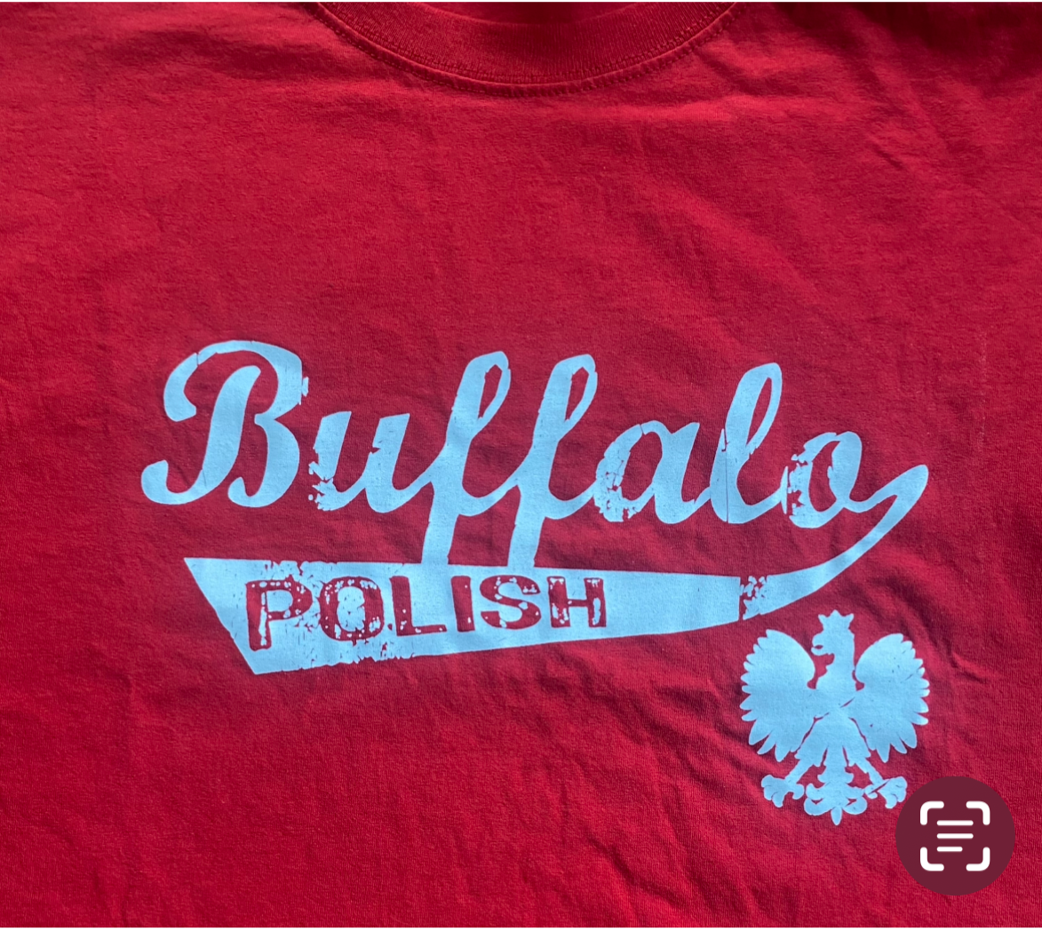 Buffalo Polish athletic script t-shirt.